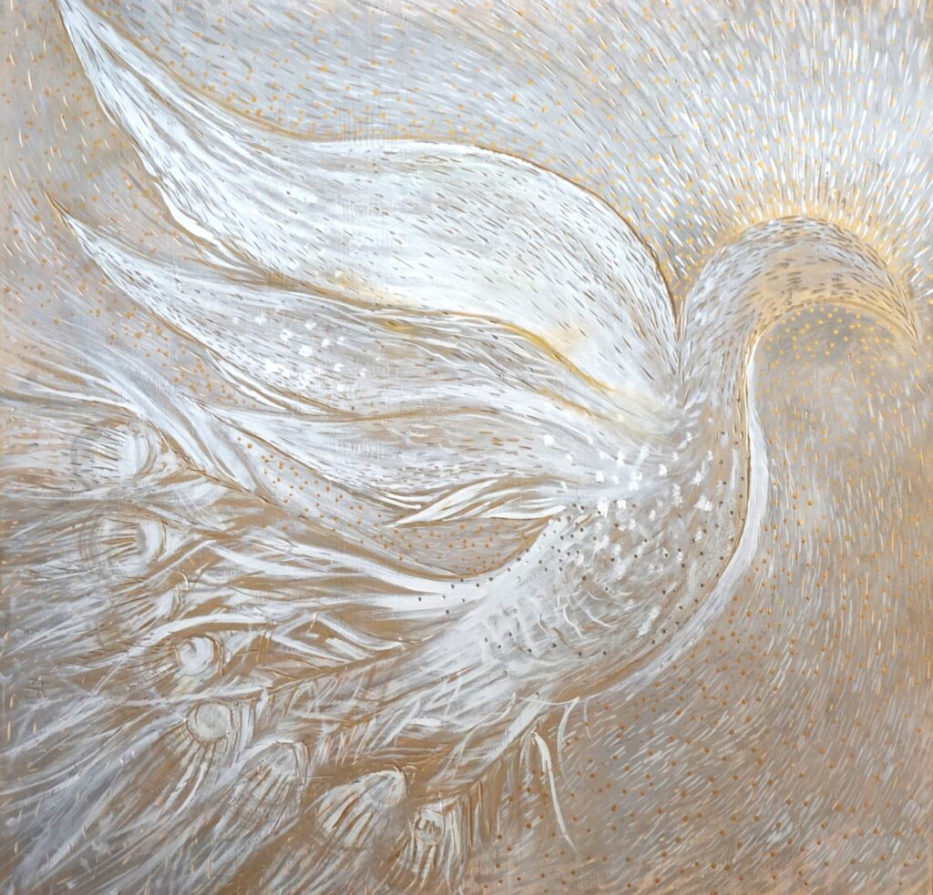 Golden Phoenix III 125cm x 120cm mixed media on wood 2018